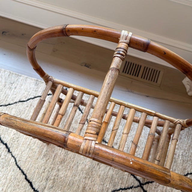 Vintage Midcentury Bamboo/Rattan Circular Shelf Unit For Sale In New York - Image 6 of 10