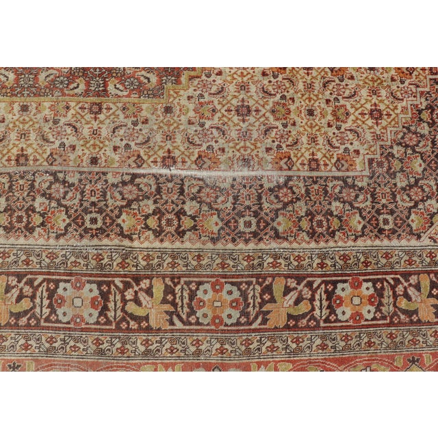 Antique Haji Jalili Tabriz Rug With Ivory Field and Fine Medallion Design 12'8 X 17'7 For Sale - Image 12 of 16