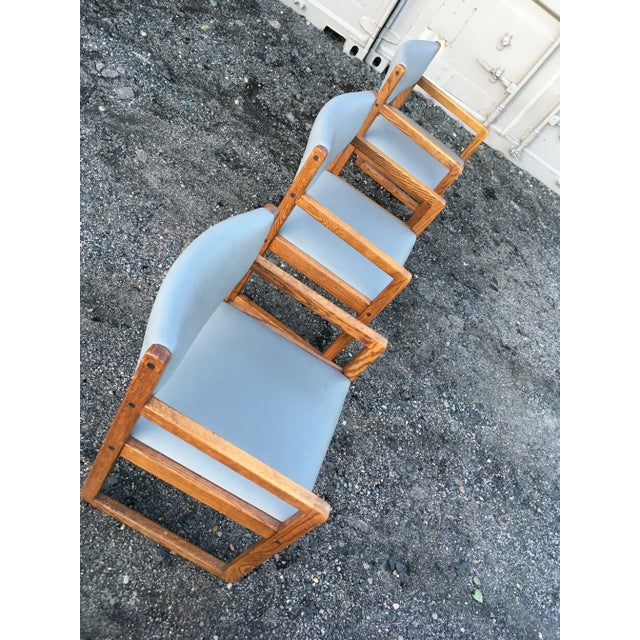 Wood Late 20th Century Danish Modern Oak Box Chairs on Sled Bases - Set of 6 For Sale - Image 7 of 12
