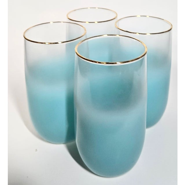 Turquoise Blendo Glasses - Set of Four For Sale - Image 9 of 9