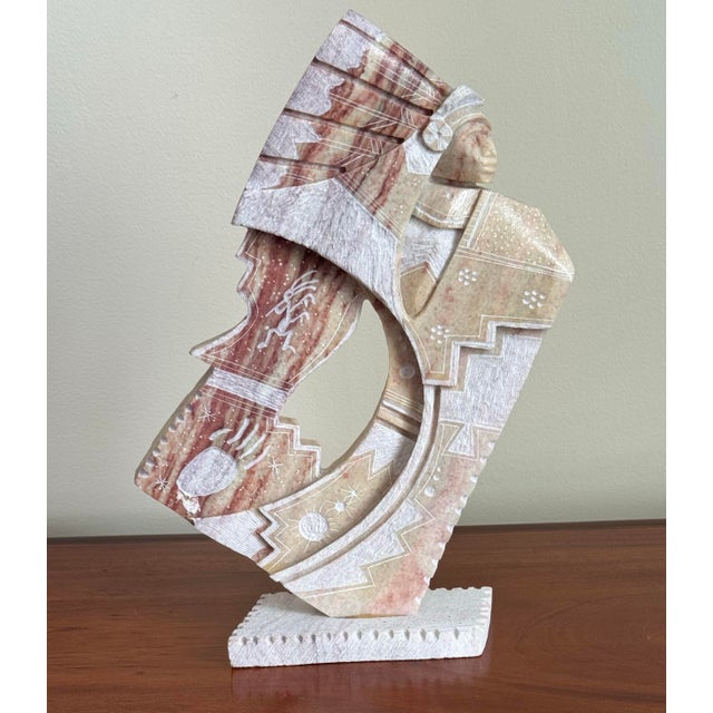 1980s Navajo Alabaster Chief Sculpture by Richard Silver, 1980s Gallery Scale - 13" For Sale - Image 5 of 12