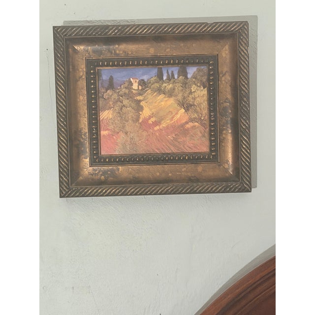 Textile Pair of Framed Philip Craig Impressionist Art Prints – "Hidecote Afterglow" & "Tuscan Hillside" For Sale - Image 7 of 12