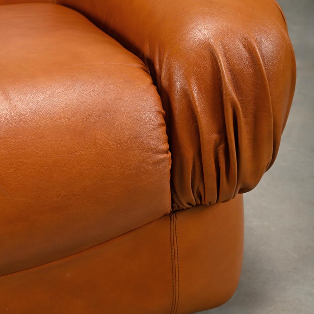 Brown Cognac Leather Deposited Lounge Chairs by Rino Maturi for Mimo Padova, 1970s, Set of 2 For Sale - Image 8 of 18