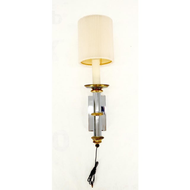 Metal Fine Chrome Brass Mid Century Modern Sconce Light Fixture Lamp For Sale - Image 7 of 13