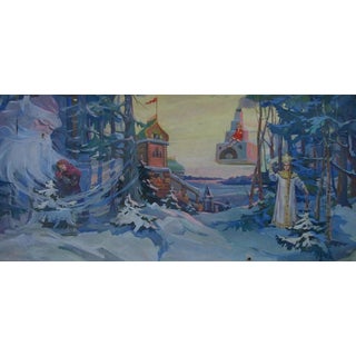 Snow Queen Original Oil Painting, Soviet Ukrainian Art, Children's Room Decor 136-295 For Sale