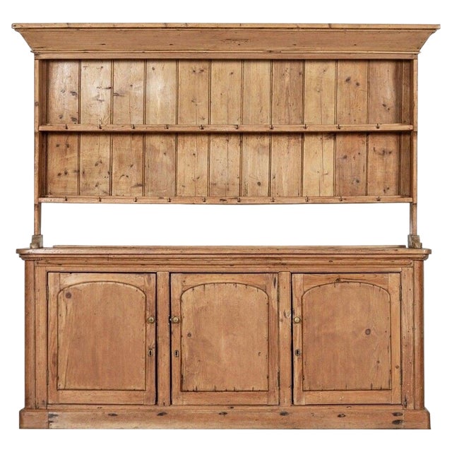 Large 19th Century English Pine Vernacular Dresser, 1870s For Sale