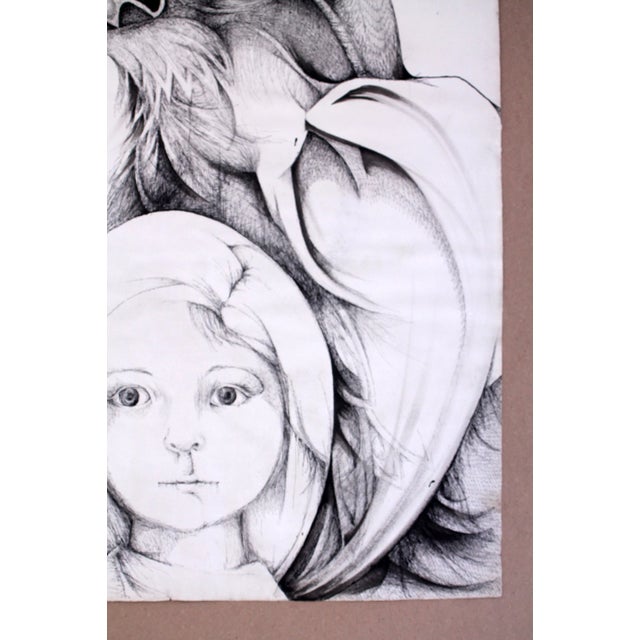 Black Dorothy C. Ruddick, Figure, Original Ink on Paper, 1961 For Sale - Image 8 of 12