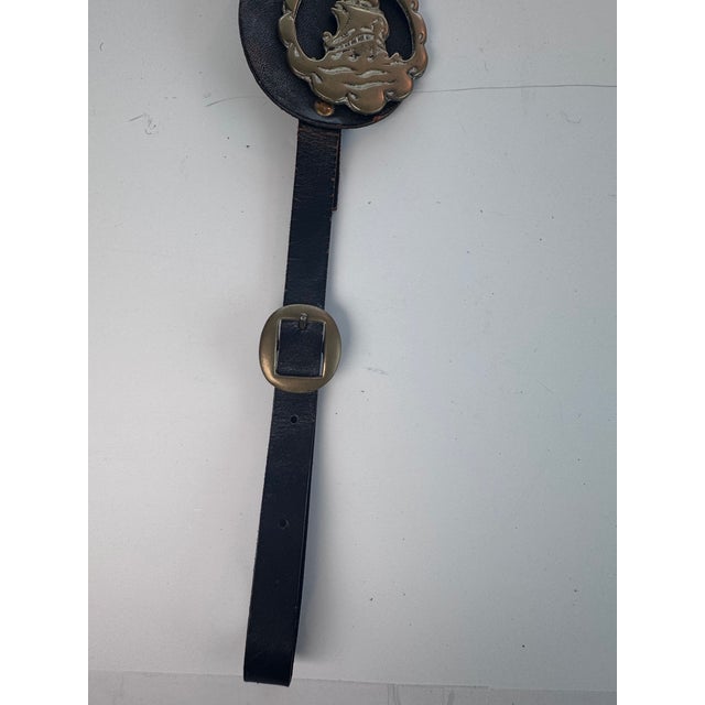 English Horse Brass and Leather Strap, 6 Medallions For Sale - Image 9 of 10