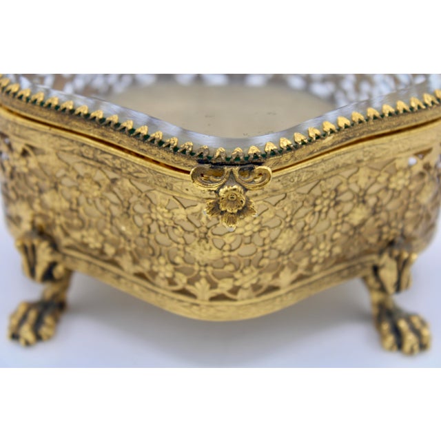 Vintage French Beveled Glass Jewelry Box For Sale - Image 9 of 10