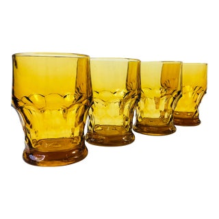 Mid Century Georgian Amber Cocktail Glasses - Set of 4 For Sale