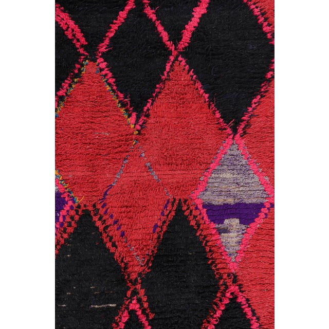 Moroccan Vintage Moroccan Rug in Pink With Black Diamond Medallions, From Rug & Kilim For Sale - Image 3 of 7