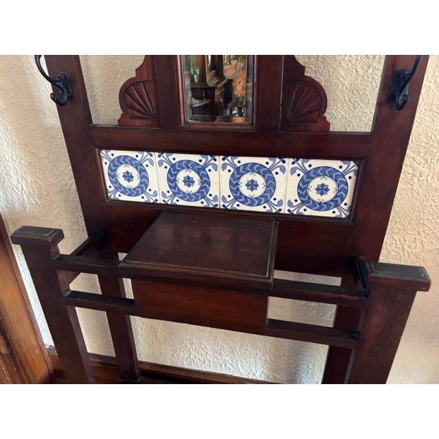 Wood 19th Century Antique English Oak Hall Tree Stand For Sale - Image 7 of 12