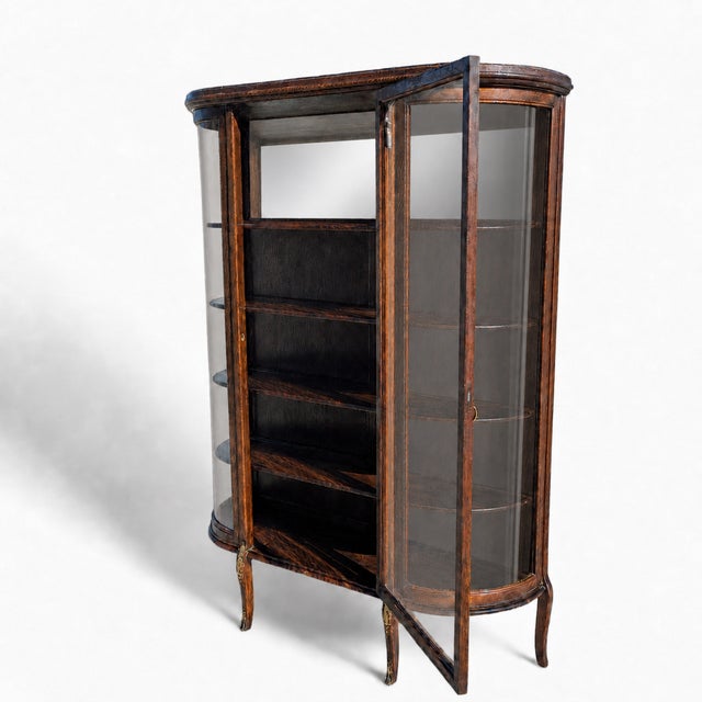 Edwardian Curved Glass Demi-Lune Display Cabinet, 20th Century For Sale - Image 12 of 16