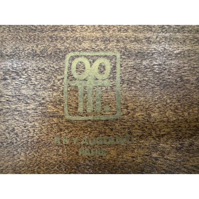R & Y Augousti This Is a Luxury Round Decorative Tray by R&y Augousti Featuring a Textured Shagreen Surface Framed by a Sculptural Dark Metal and Wood Trim. 16” For Sale - Image 4 of 8