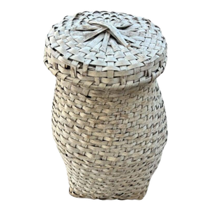 19thc Original White Painted Feather Basket
