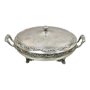 Early 20th Century Reed & Barton Victorian Silver Plated Round Lidded Twin Handle Serving Dish