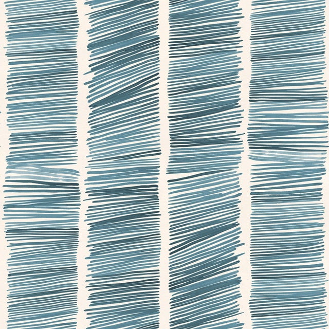 Sample - Hash Marks Wallpaper by Susan Hable in Teal For Sale