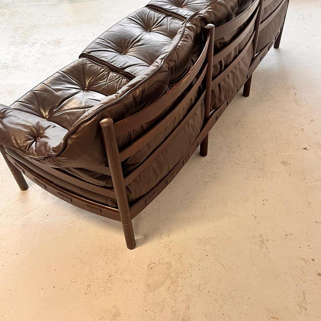 Mid-Century Swedish Leather Sofa by Sven Ellekaer for Coja, 1970s For Sale - Image 4 of 15