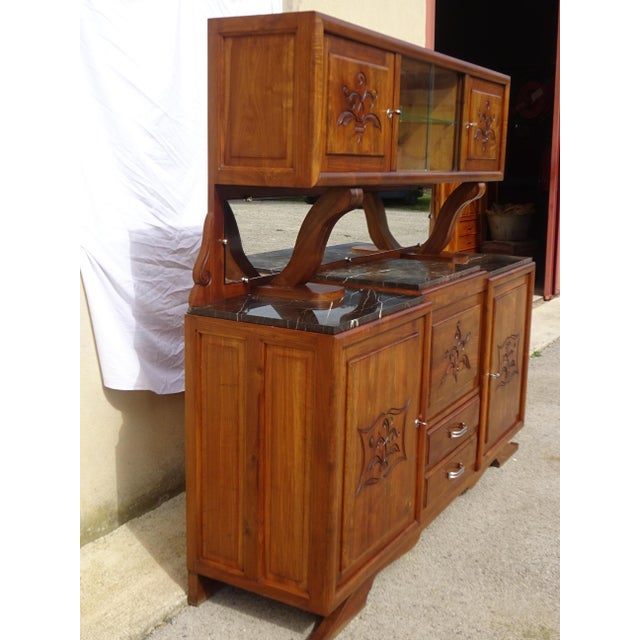 Large Mid-Century Modernn Walnut and Black Marble Cupboard For Sale - Image 9 of 18