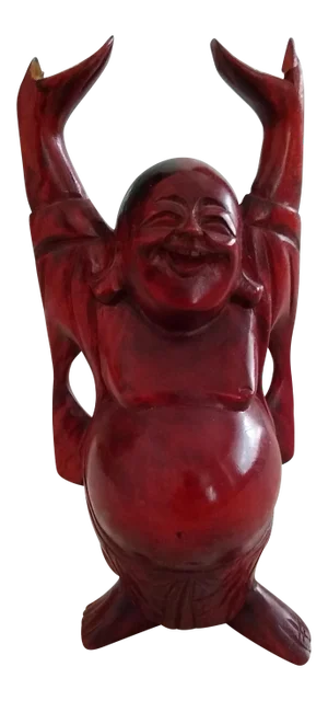 Vintage Hotei Rosewood Carving Figurine