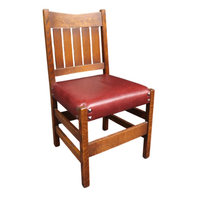 Warren Hile Studios Mission Oak Arts & Crafts Desk Chair For Sale