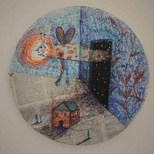 KEZIAT, The Secret Pen Drawing, 2023, Pen on Canvas, Framed For Sale