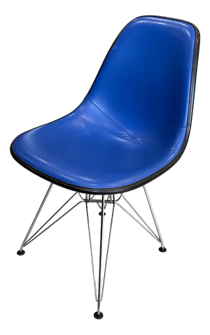 Vintage Blue Vinyl and Fiberglass Chair by Charles and Ray Eames for Herman Miller, 1950s
