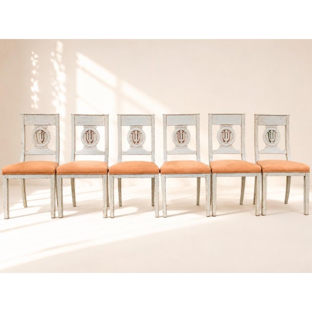 Antique Directoire Period Chairs in Light Grey Lacquered Wood, 1795, Set of 6, in Very Good conditions. Designed before 1890
