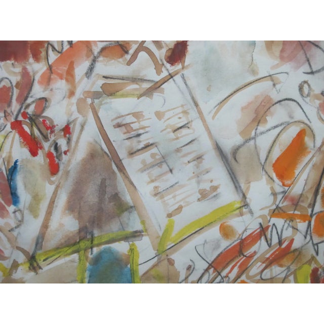 Gen Paul French Watercolor Ornate Gold Gilt Frame Abstract Painting Concert For Sale - Image 4 of 9