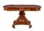 19th century danish carved flame mahogany center table circa 1860. Beautifully shaped top surface with striking half...