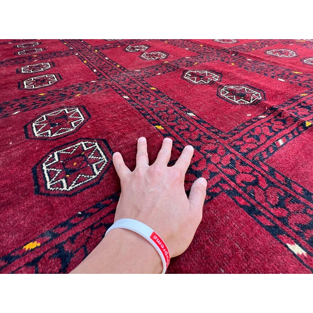 Vintage Afghan Turkmen Ashik Star Gul Garden Compartment Tribal Rug - 9'10" X 6'2" For Sale - Image 11 of 13