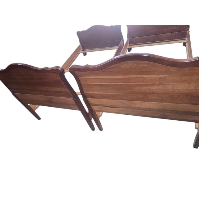 Wood Vintage Pair of Mahogany French Provincial Twin Beds With Original Side Rails For Sale - Image 7 of 7