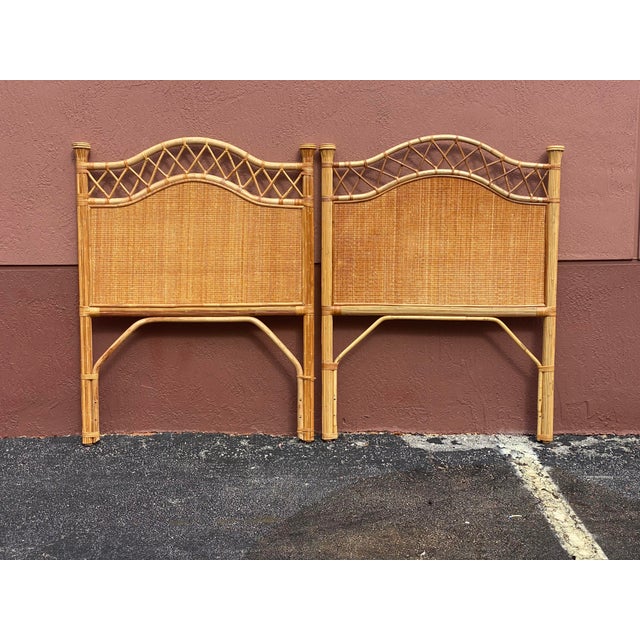 Vintage Coastal Rattan Twin Poster Headboards a Pair Chairish