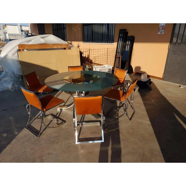 Vintage Glass Table with Chromed Legs, 1970s For Sale - Image 10 of 11