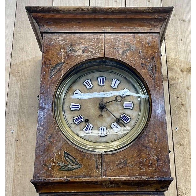 19th Century Comtoise Clock in Fir with Enameled Figures For Sale - Image 11 of 16