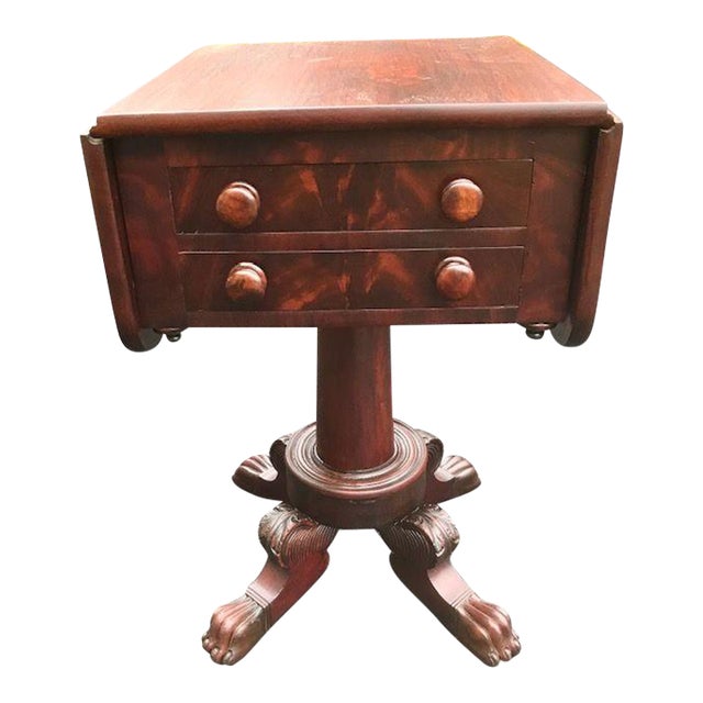 Early 19th Century Antique Mahogany and Flame Mahogany Empire Drop Leaf ...
