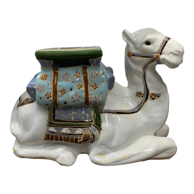 Vintage 1960’s Glazed Ceramic Camel Plant Stand For Sale