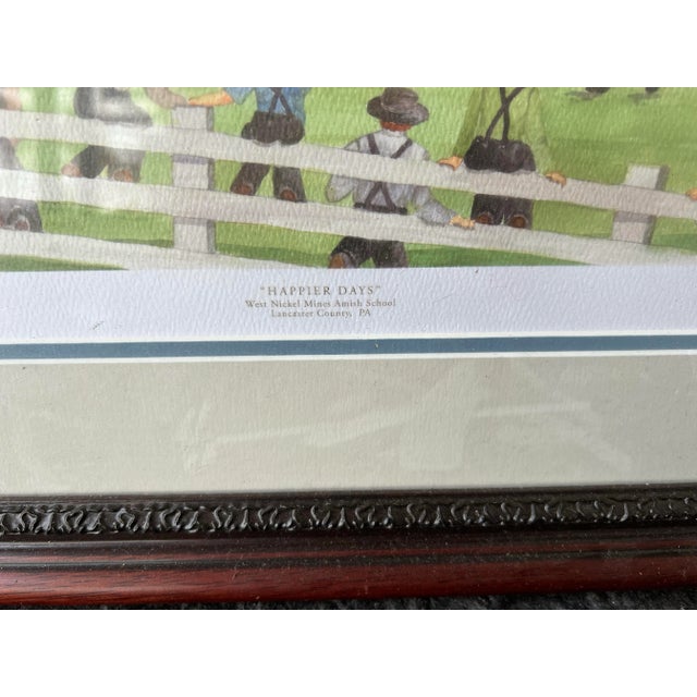 Farmhouse Vintage Framed Signed Print Children Playing Outside "Amish Happier Days" For Sale - Image 3 of 11