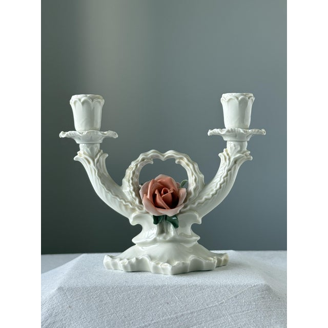 Porcelain Candleholder by Karl Ens, 1920s, in Worn conditions. Designed 1920 to 1949 This piece has an attribution mark, I...