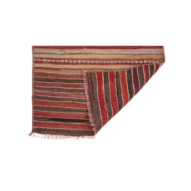 Mid-Century Modern Striped Vintage Mini Kilim Rug - 1`10″ X 3`3″ For Sale - Image 3 of 3