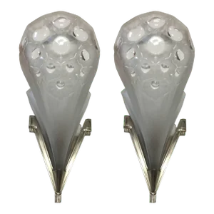1930s French Art Deco Wall Sconces Signed by Muller Freres - a Pair