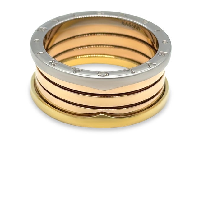 2020s Bvlgari 18ct White, Rose & Yellow Gold B.Zero1 4 Band Ring 14g, Size 11.5 For Sale - Image 5 of 11