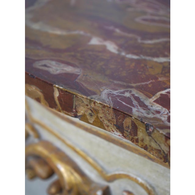 Stone Antique Italian Rococo Marble Top Console Table For Sale - Image 7 of 15