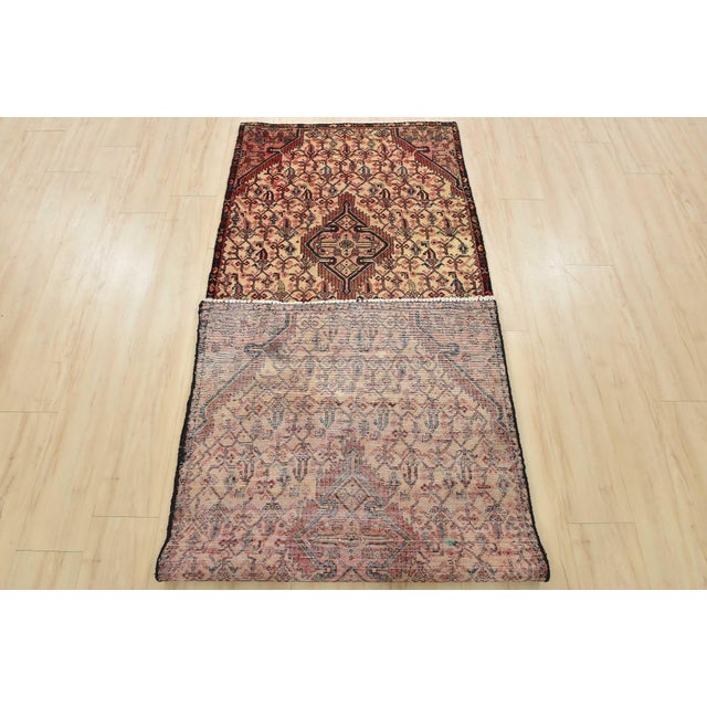 Hamedan Runner 3’3” X 8’11” Ivory Wool Vintage Tribal Hand-Knotted Carpet For Sale - Image 14 of 15