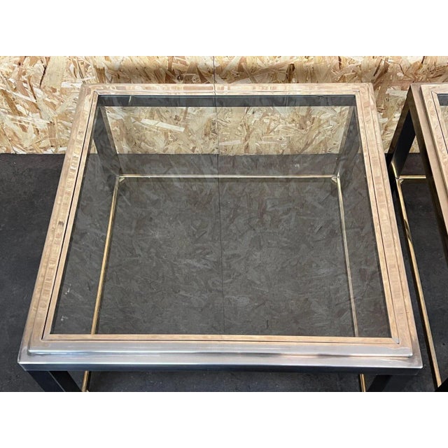 Metal Space Age Coffee Tables in Chrome & Brass from Maison Charles, Set of 2 For Sale - Image 7 of 13