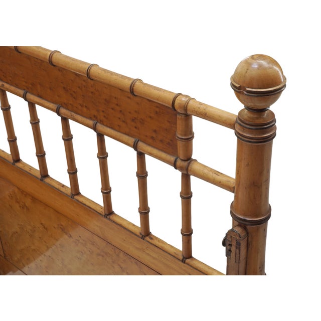 Ornamental & Decorative Materials Antique Faux Bamboo Small Bed or Daybed Vintage Maple Wood Window Seat Bench French Style For Sale - Image 7 of 8