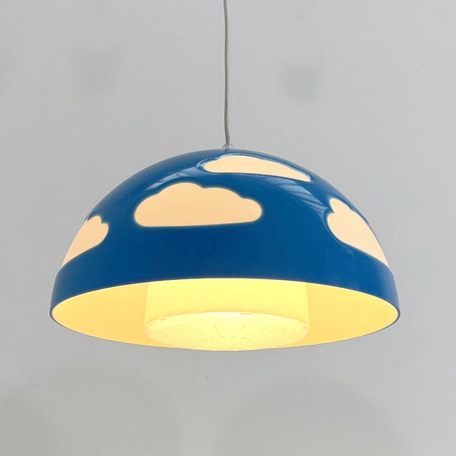 Postmodern Blue Fun Cloud Pendant Lamp attributed to Henrik Preutz for Ikea, 1990s For Sale - Image 3 of 7