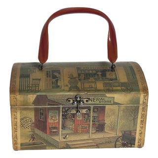 Vintage Billie Rose Palm Beach Box Bag Antique Gallery Handmade For Sale