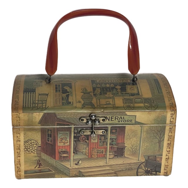 Vintage Billie Rose Palm Beach Box Bag Antique Gallery Handmade For Sale