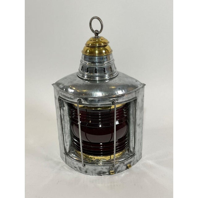Metal Ships Port Lantern with Fresnel Lens For Sale - Image 7 of 7